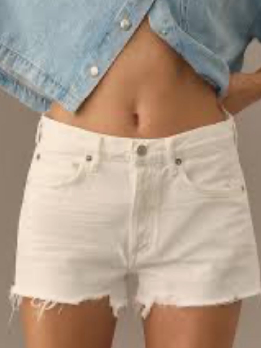 AGOLDE Distressed White Parker Cutoff Denim Shorts